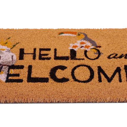 Door mat in coconut "Hello and welcome