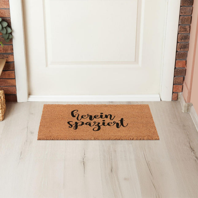 Door mat in coconut Hereinspaziert