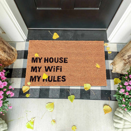 Door mat in coconut "MY WiFi MY RULES"
