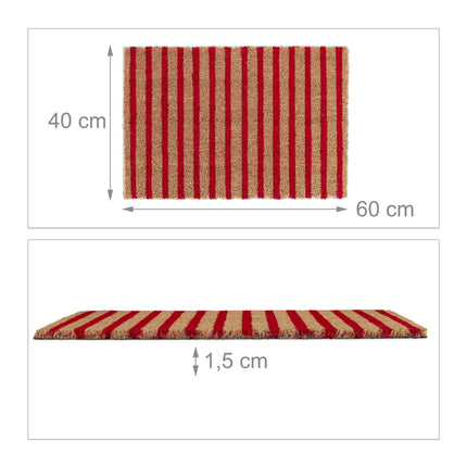Doormat in coconut red-nature striped