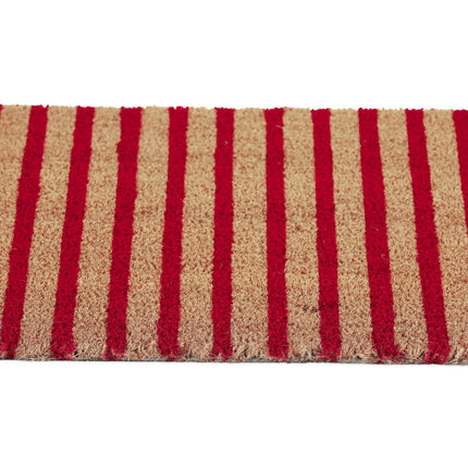 Doormat in coconut red-nature striped
