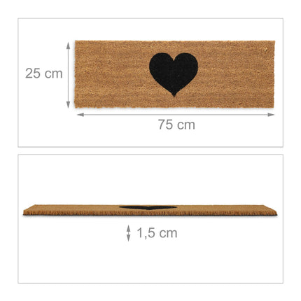 Door mat in coconut with heart