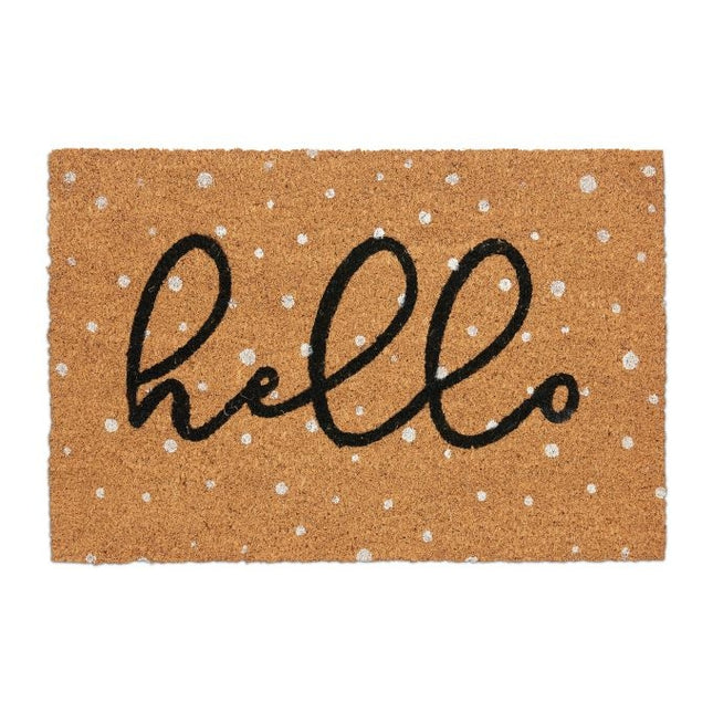 Door mat in spotted coconut Hello