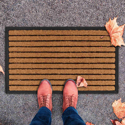 Door mat "striped" rubber & coconut