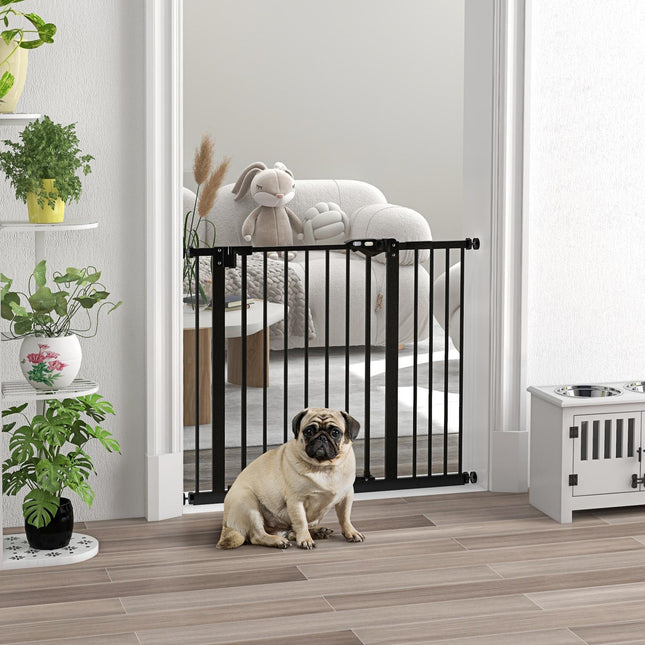 Dog protection gate, adjustable width, no drilling, black