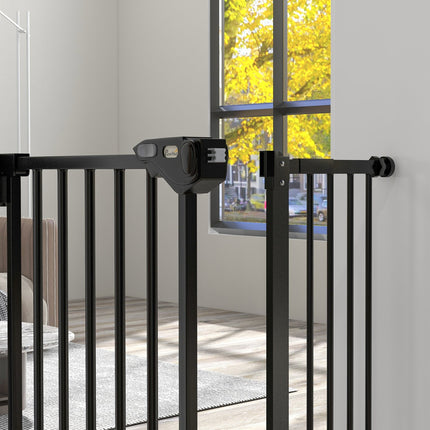 Dog protection gate, adjustable width, no drilling, black