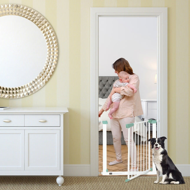 Door safety gate baby 80-132cm metal stair gate without drilling 80-130 x 2 x 76 cm white