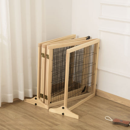 Dog protection gate with footrest, foldable pine, 432x36x70cm