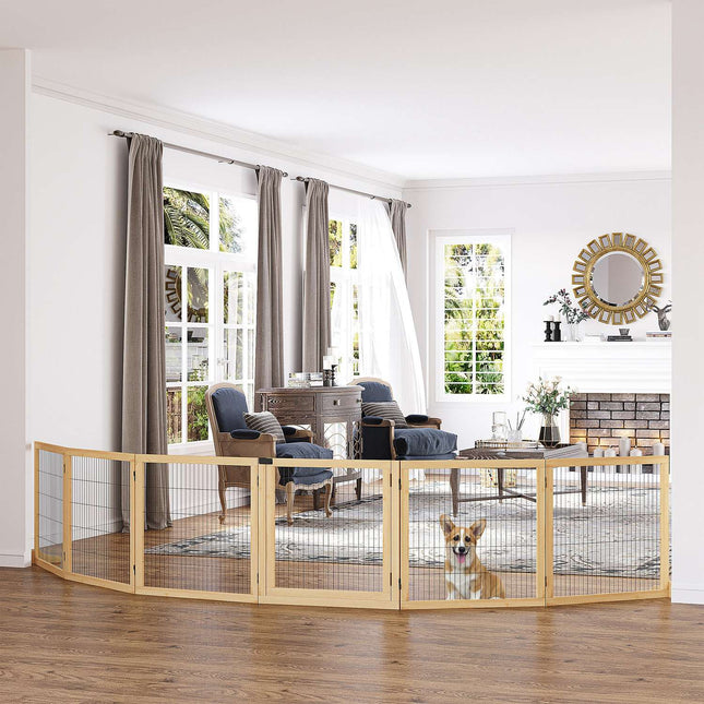Dog protection gate with footrest, foldable pine, 432x36x70cm