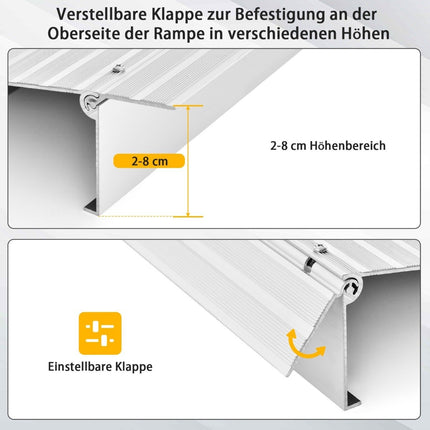 Door sill ramp 8.5 cm high entry ramp with adjustable aluminum frame non-slip access ramp