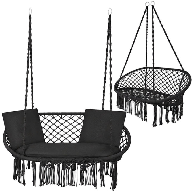Double Black Stork's Nest Swing, 300kg Capacity, 2-Seater
