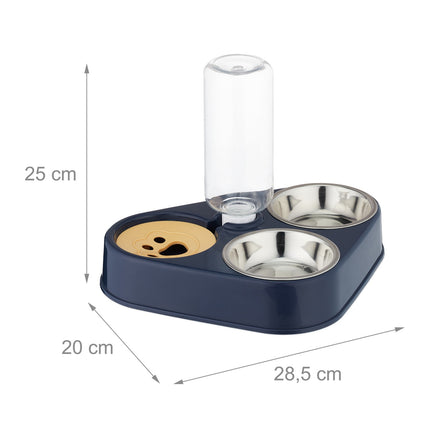 Double Bowl Pet Feeder with Water Dispenser
