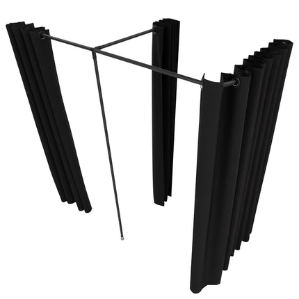 Double Fitting Room with Curtains, 200 x 100 x 200 cm, Black