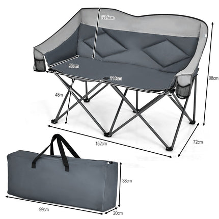 Double Folding Camping Chair with Armrests, Carry Bag