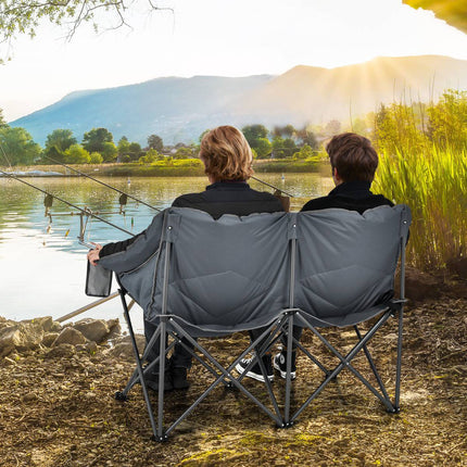 Double Folding Camping Chair with Armrests, Carry Bag