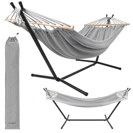 Double Garden Hammock with Frame, 200x150cm, 250kg Capacity