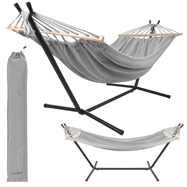 Dubbele tuinhangmat met frame, 200x150 cm, draagvermogen 250 kg