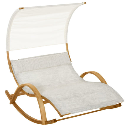 Outdoor rocking sun lounger with larch roof, grey/white