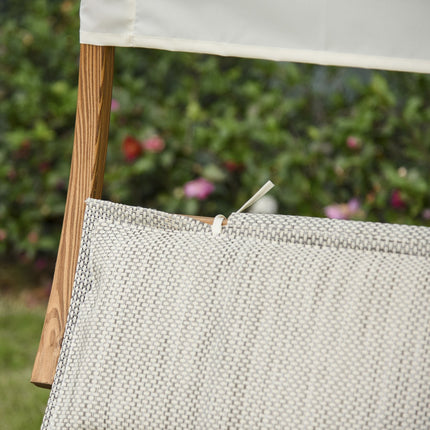 Outdoor rocking sun lounger with larch roof, grey/white