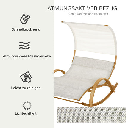 Outdoor rocking sun lounger with larch roof, grey/white