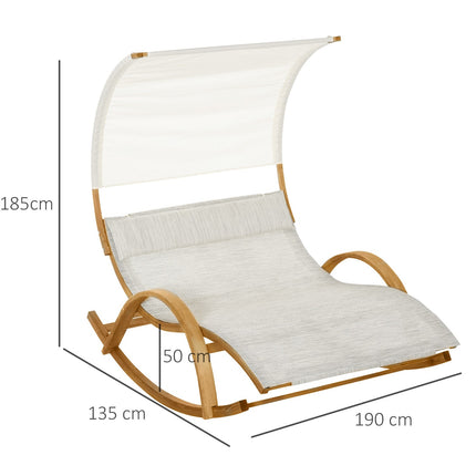Outdoor rocking sun lounger with larch roof, grey/white