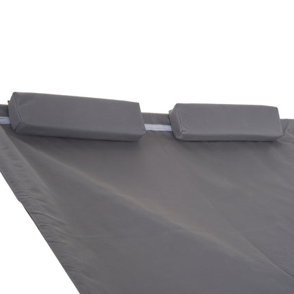 Double sun lounger in gray steel with rollable roof, 200x170x134cm
