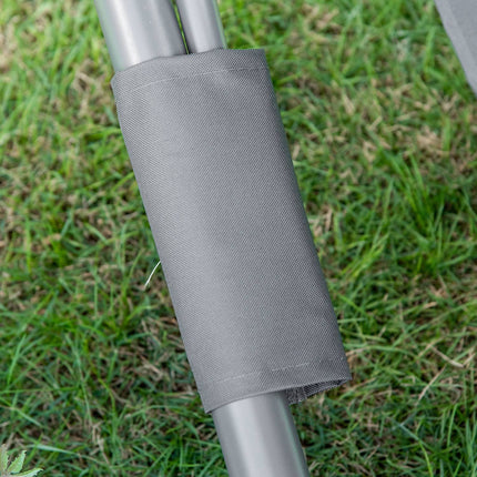 Double sun lounger in gray steel with rollable roof, 200x170x134cm