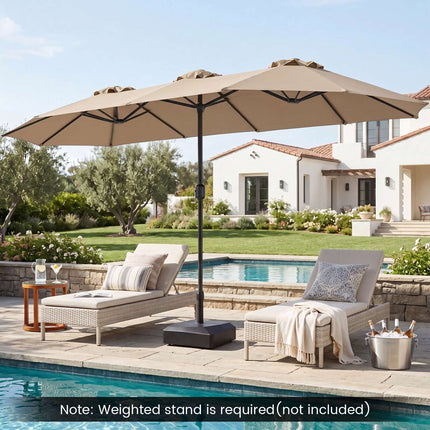 Double Parasol, 400x215 cm, Brown, Water-Repellent