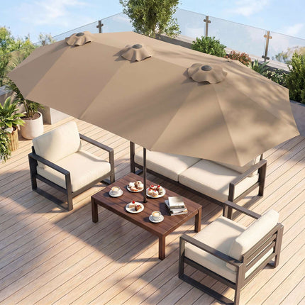 Double Parasol, 400x215 cm, Brown, Water-Repellent