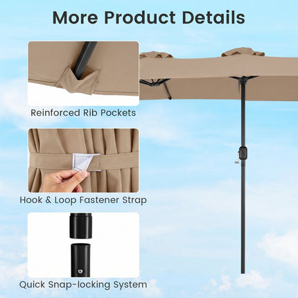 Double Parasol, 400x215 cm, Brown, Water-Repellent