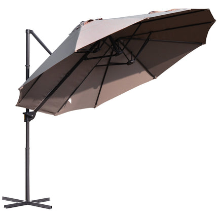 Double cantilever umbrella, adjustable sun protection, brown