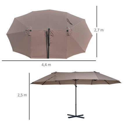 Double cantilever umbrella, adjustable sun protection, brown