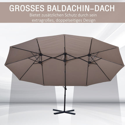 Double cantilever umbrella, adjustable sun protection, brown