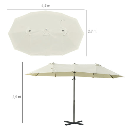 Double cantilever garden umbrella, cream, sun protection