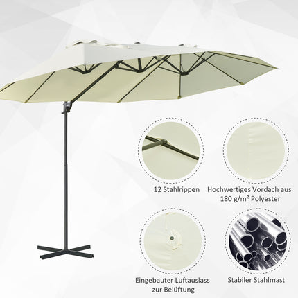 Double cantilever garden umbrella, cream, sun protection