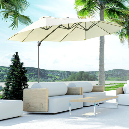 Double cantilever garden umbrella, cream, sun protection