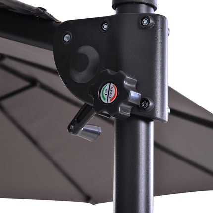 Double-sided cantilever umbrella, crank, sunproof, dark grey