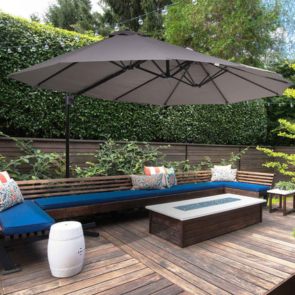 Double-sided cantilever umbrella, crank, sunproof, dark grey