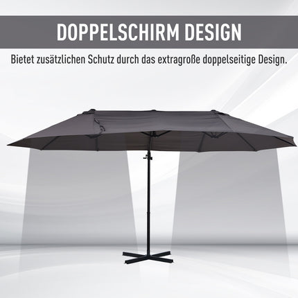 Double-sided cantilever umbrella, crank, sunproof, dark grey