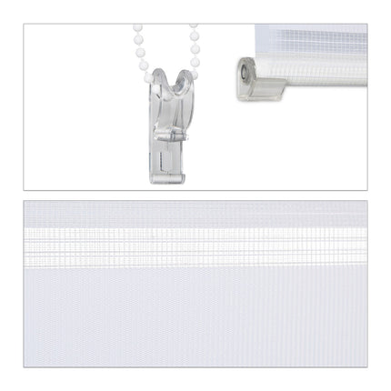 Double Roller Blind, White, No-Drill Clamp Fix