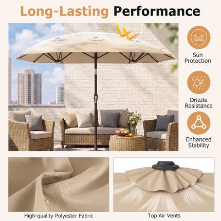 Double-Sided Patio Umbrella, 10 x 5.3 ft, Crank Tilt