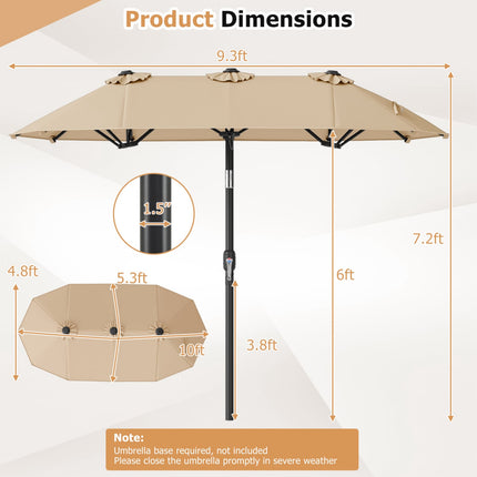 Double-Sided Patio Umbrella, 10 x 5.3 ft, Crank Tilt