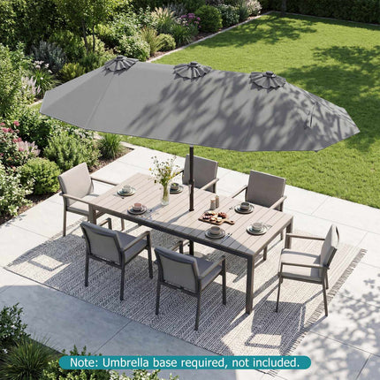 Double-Sided Patio Umbrella 10 x 5.3 ft, Tilt Crank, Gray