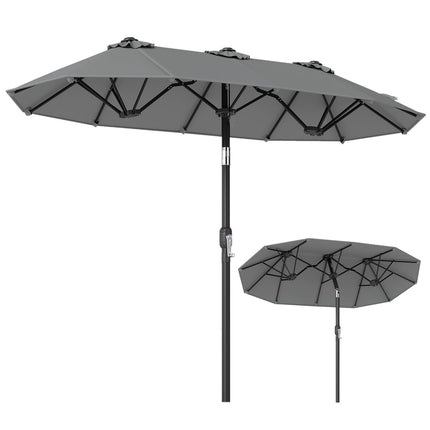 Double-Sided Patio Umbrella 10 x 5.3 ft, Tilt Crank, Gray