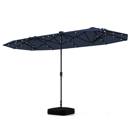 Double-Sided Patio Umbrella 400x200cm, Solar LEDs, Base