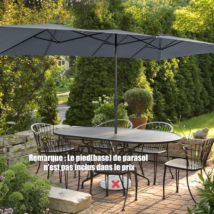 Double-Sided Patio Umbrella 426 x 265 cm, UV, Crank