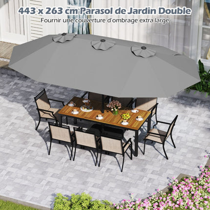 Double-Sided Patio Umbrella 470x285 cm, Stand, UPF 50+