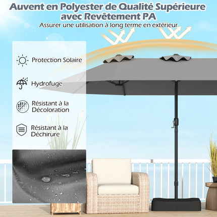 Double-Sided Patio Umbrella 470x285 cm, Stand, UPF 50+