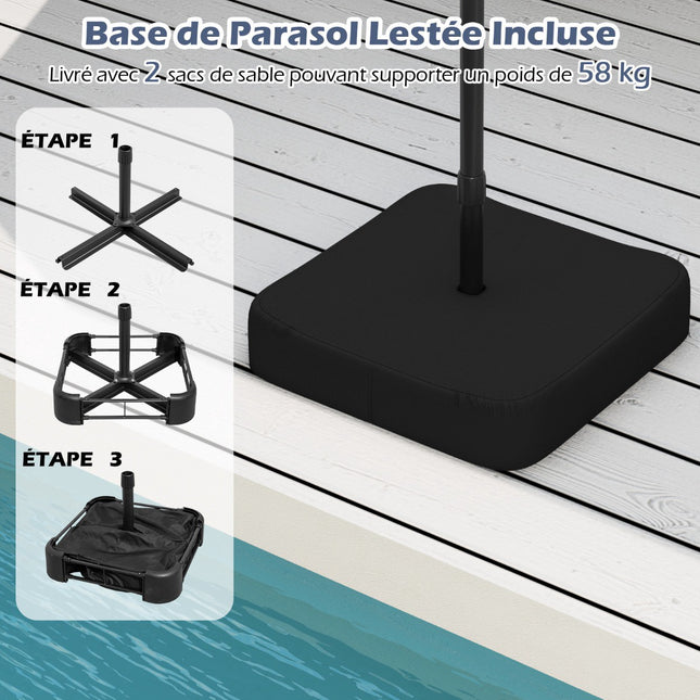 Double-Sided Patio Umbrella 470x285cm, UPF 50+, Crank