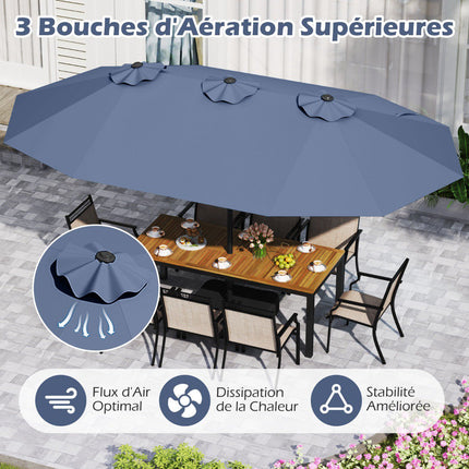Double-Sided Patio Umbrella 470x285cm, UPF 50+, Crank